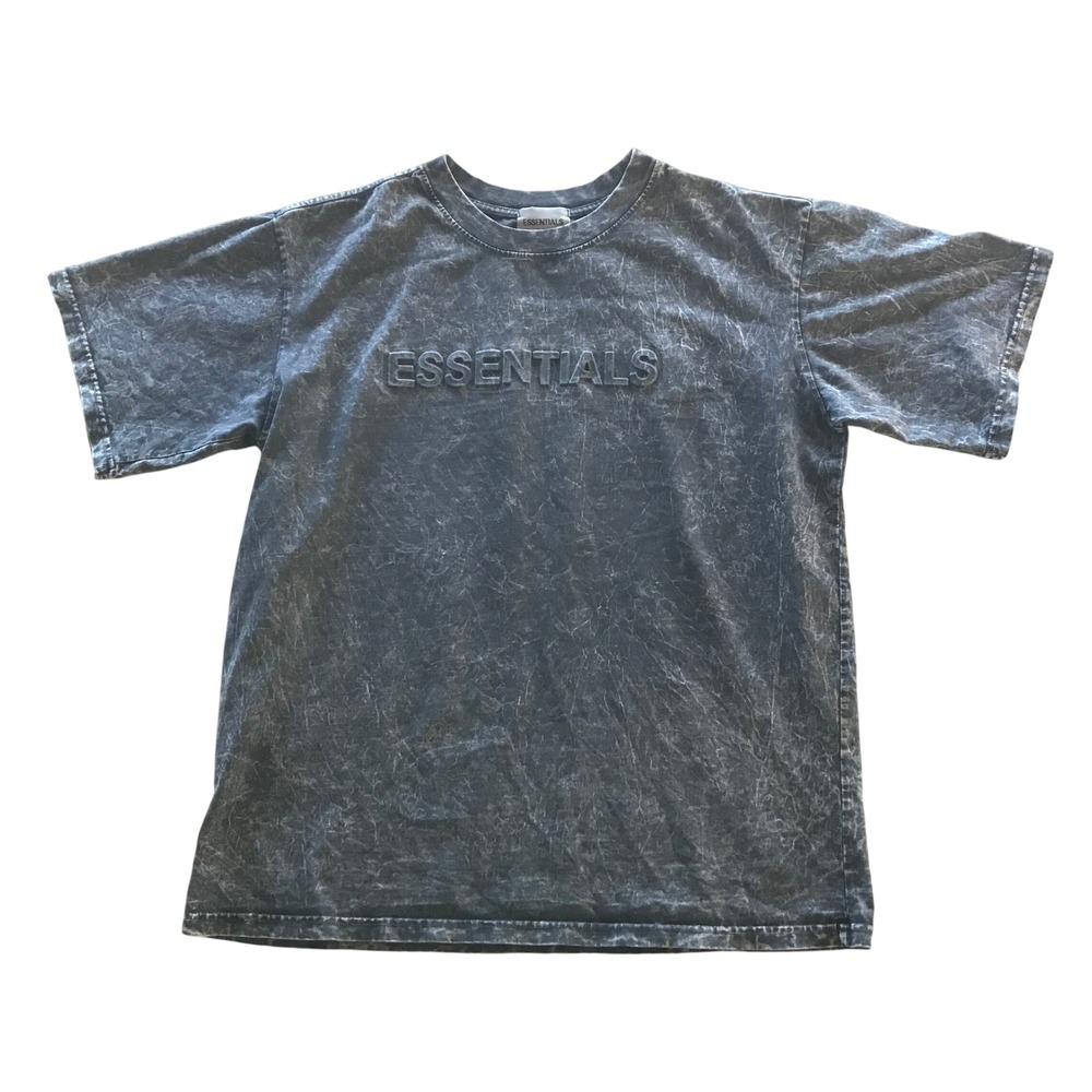 Fear of God Essentials Acid Wash Grey T-Shirt 3D Logo Mens L